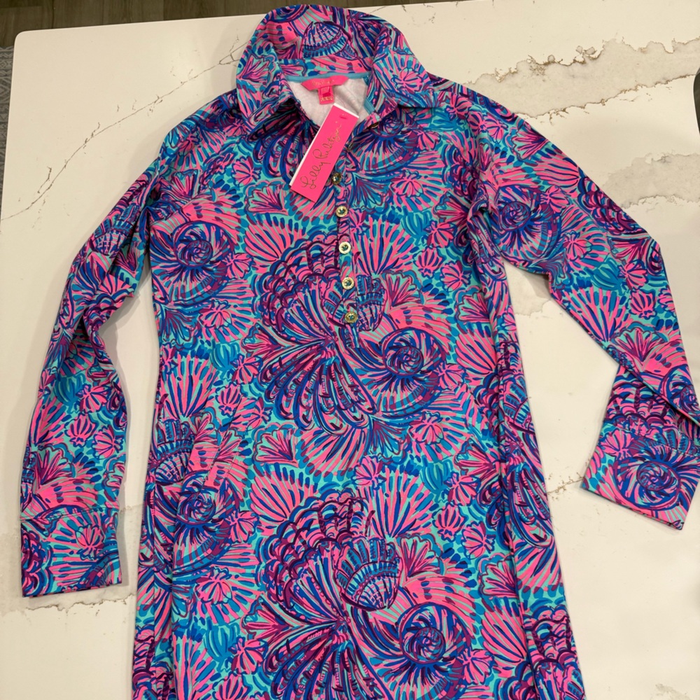 Lilly Pulitzer Pink and Blue Long Sleeve Dress